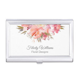 Dreamy Feminine Watercolor Floral Bouquet Business Card Case