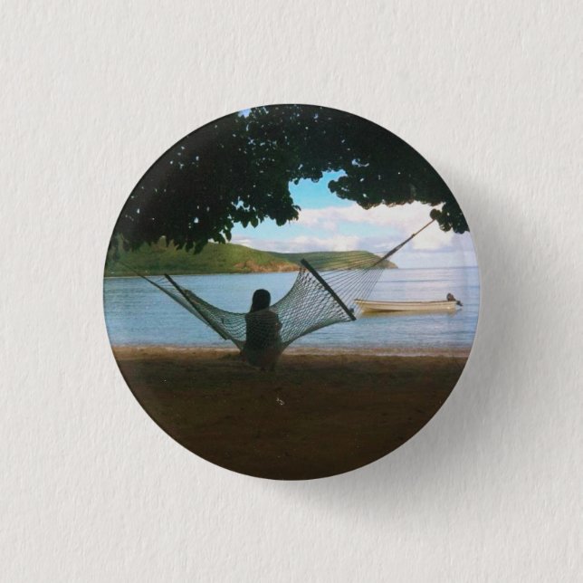 Dreamy Fiji Beach Landscape  Button (Front)