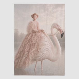 Dreamy Flamingo Princess Art Print Surreal Blush Tissue Paper