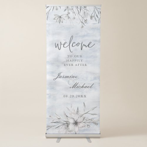 Dreamy Floral Blue  Welcome Wedding Banner