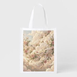 Dreamy Floral Clouds Cherry Blossom Grocery Bag