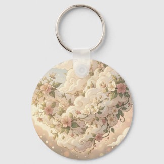 Dreamy Floral Clouds Cherry Blossom Keychain