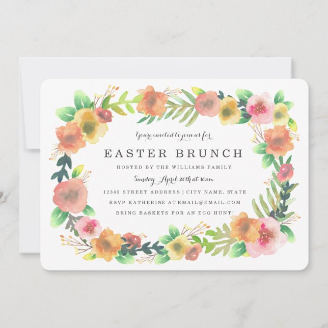 Dreamy Floral Easter Brunch Invitation (Front)