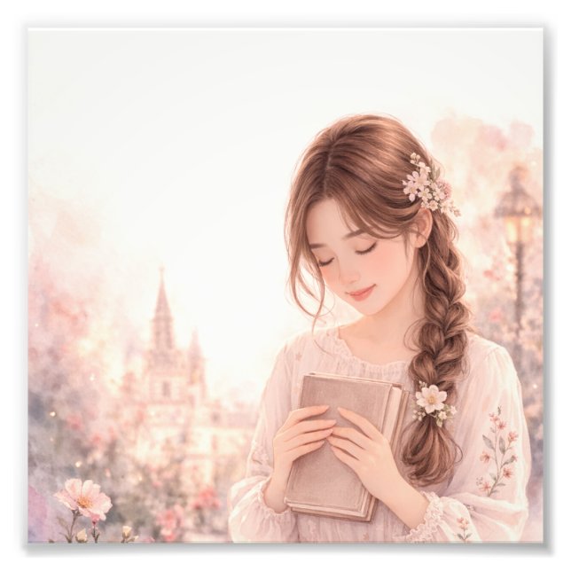 Dreamy Floral Girl Aesthetic Photo Print – (Front)