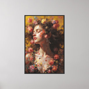 Dreamy Floral Goddess – Emotional Portrait Canvas Print