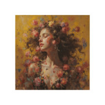 Dreamy Floral Goddess – Wooden Wall Art