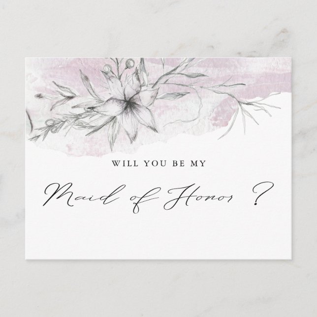 Dreamy Floral | Maid of Honor Postcard (Front)