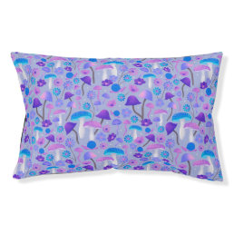 Dreamy Floral Mushrooms Trippy Purple &amp; Turquoise Pet Bed