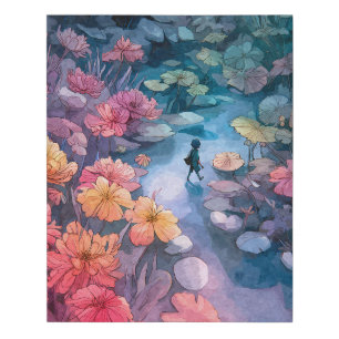 Dreamy Floral Path Magical Journey Faux Canvas Print