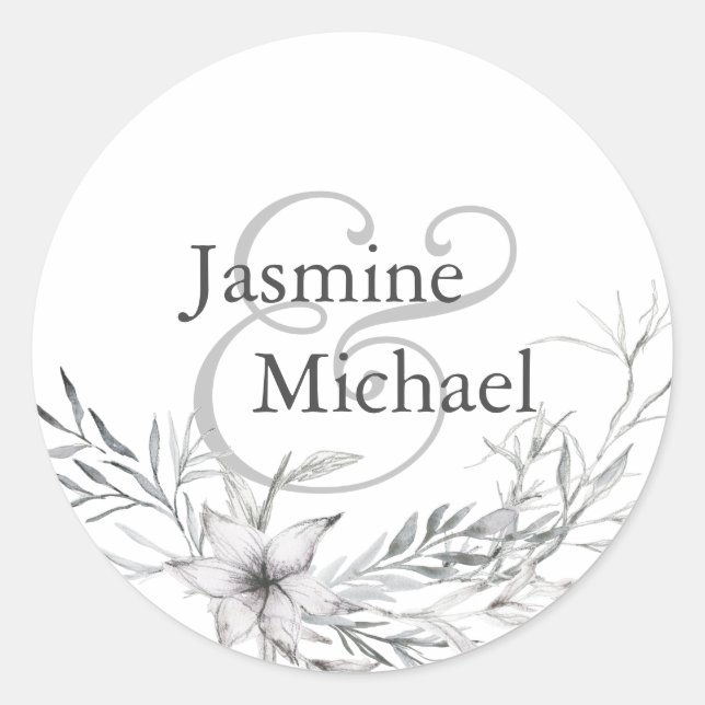 Dreamy Floral | Personalized Round Sticker (Front)
