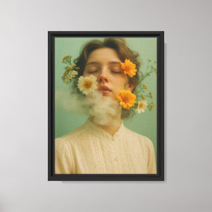 Dreamy Floral Portrait Canvas Print