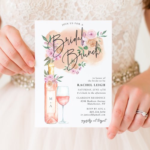 Dreamy Floral Ros  Bridal Brunch Invitation