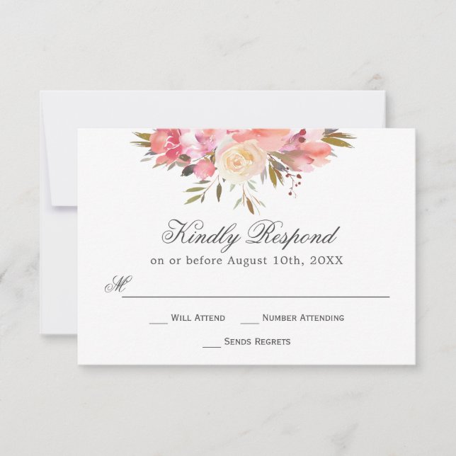 Dreamy Floral Watercolor Bouquet RSVP (Front)