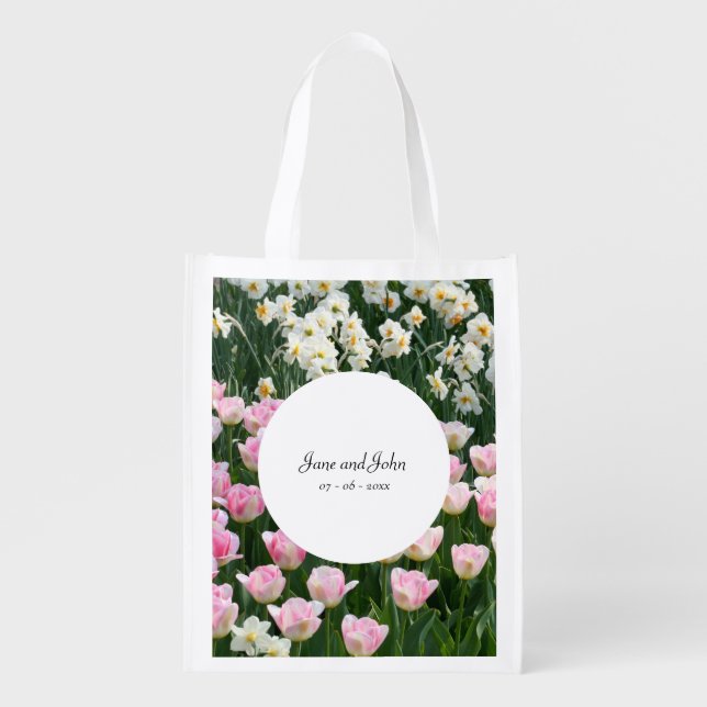 Dreamy Floral Wedding Grocery Bag (Front)