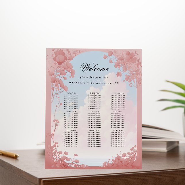 Dreamy floral wedding seating chart foam board (In Situ (Office))