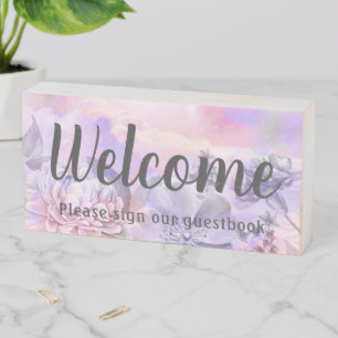 Dreamy Floral  Welcome Wooden Box Sign