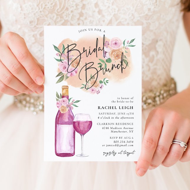 Dreamy Floral Wine Bridal Brunch Invitation (Creator Uploaded)
