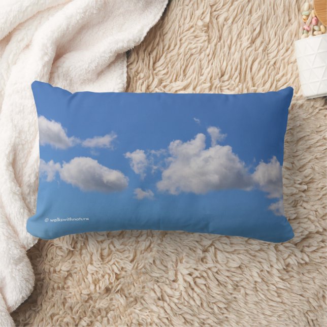 Dreamy Fluffy Clouds in a Blue Sky Lumbar Pillow (Blanket)