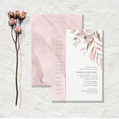 Dreamy Foliage Rehearsal Dinner Blush Pink ID817 Invitation