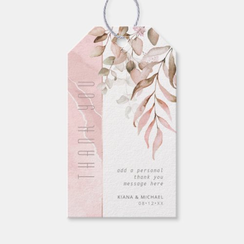 Dreamy Foliage Thank You V2 Blush Pink ID817 Gift Tags