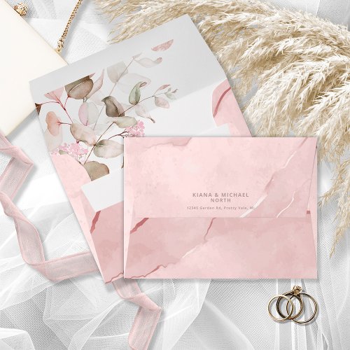 Dreamy Foliage Wedding Blush Pink ID817 Envelope