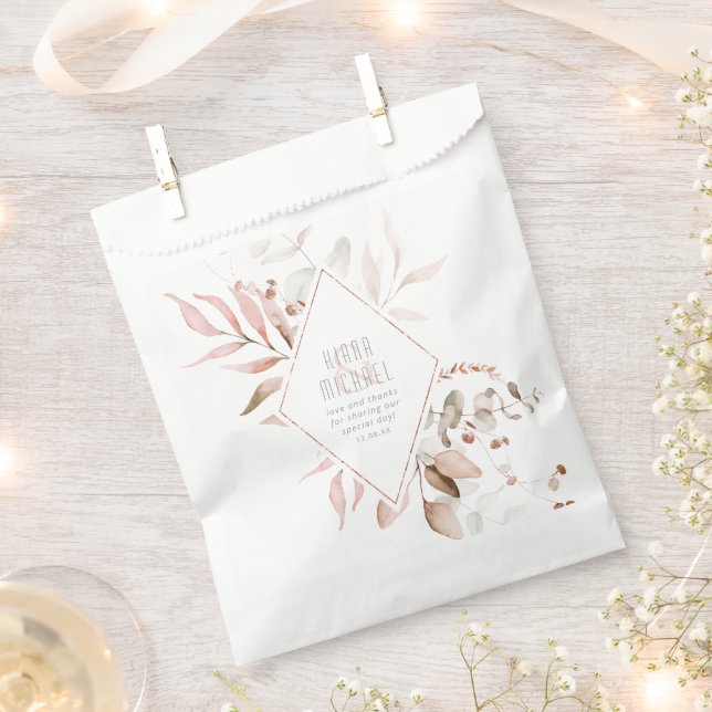 Dreamy Foliage Wedding Blush Pink ID817 Favor Bag (Clipped)