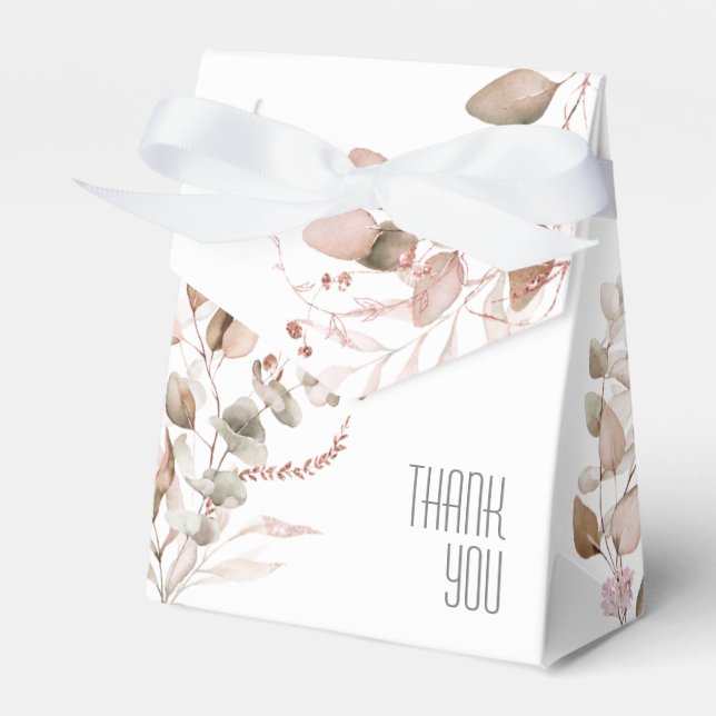Dreamy Foliage Wedding Blush Pink ID817 Favor Boxes (Front Side)