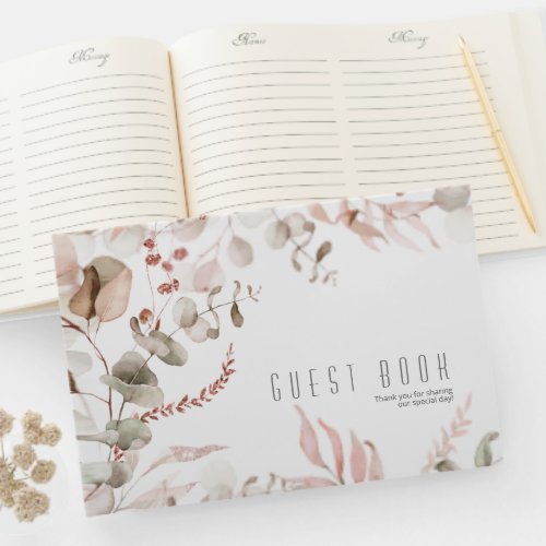 Dreamy Foliage Wedding Blush Pink ID817 Guest Book