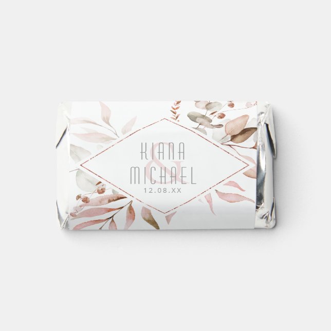 Dreamy Foliage Wedding Blush Pink ID817 Hershey's Miniatures (Front)