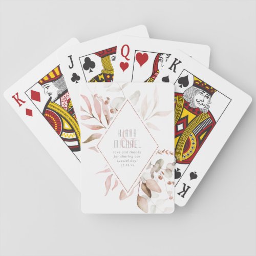 Dreamy Foliage Wedding Blush Pink ID817 Playing Cards