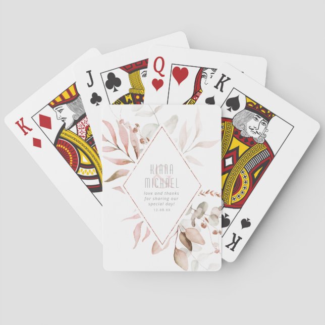 Dreamy Foliage Wedding Blush Pink ID817 Poker Cards (Back)