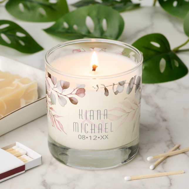 Dreamy Foliage Wedding Blush Pink ID817 Scented Candle (Lit)
