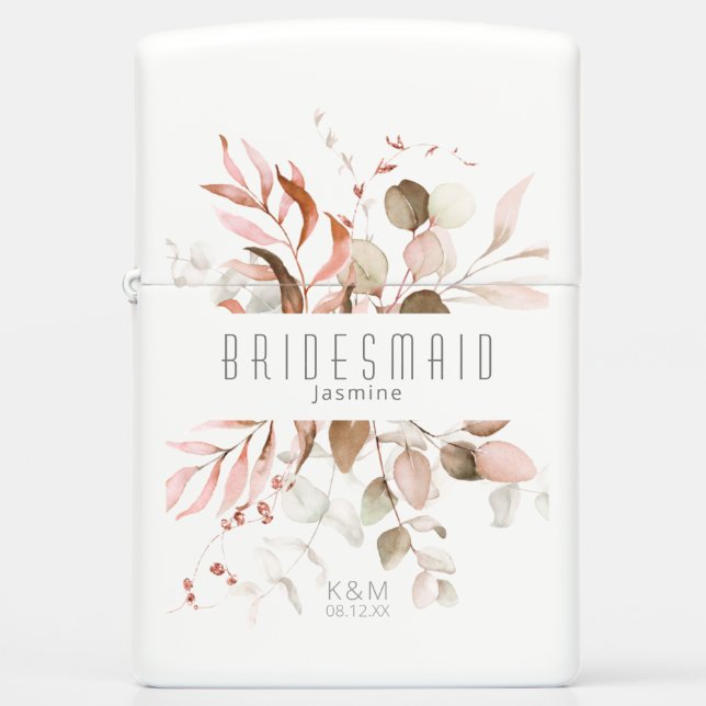 Dreamy Foliage Wedding Bridesmaid Blush Pnk ID817  Zippo Lighter (Front)