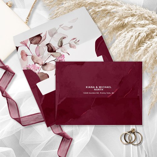 Dreamy Foliage Wedding Burgundy ID817 Envelope