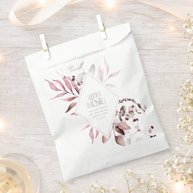 Dreamy Foliage Wedding Burgundy ID817  Favor Bag (Clipped)