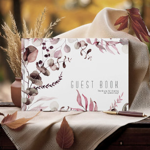 Dreamy Foliage Wedding Burgundy ID817 Guest Book