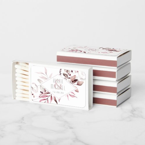 Dreamy Foliage Wedding Burgundy ID817 Matchboxes