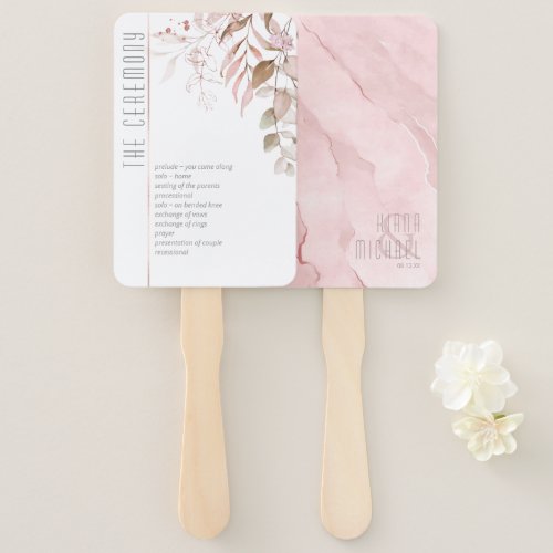 Dreamy Foliage Wedding Ceremony Blush Pink ID817 Hand Fan