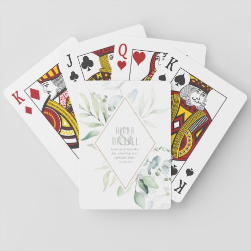 Dreamy Foliage Wedding GreenBlue ID817 Poker Cards