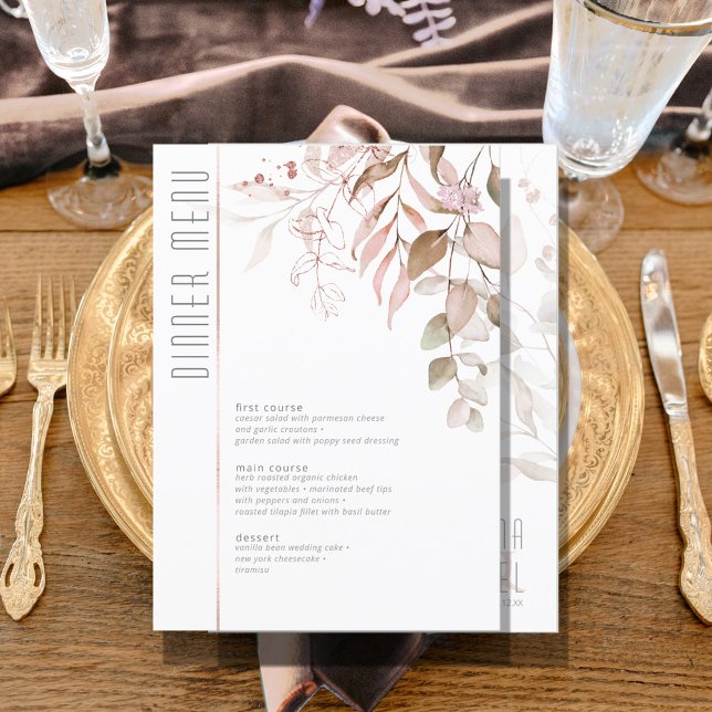 Dreamy Foliage Wedding Menu V2 Blush Pink ID817 (Creator Uploaded)