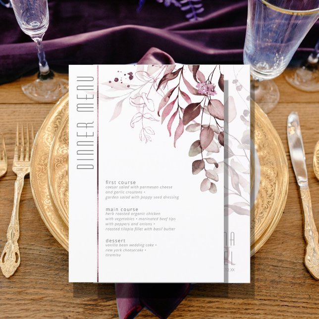 Dreamy Foliage Wedding Menu V2 Burgundy ID817 (Creator Uploaded)