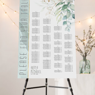 Dreamy Foliage Wedding Seating Chart Green ID817 Foam Board