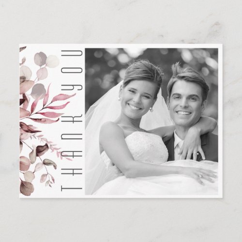 Dreamy Foliage Wedding Thank You Burgundy ID817 Announcement Postcard