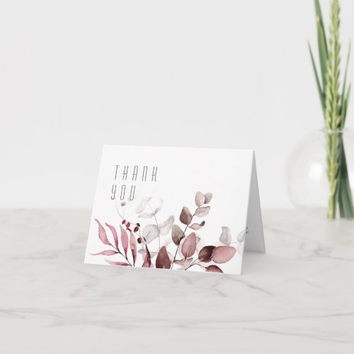 Dreamy Foliage Wedding Thank You Burgundy ID817 Card