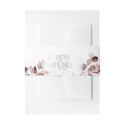 Dreamy Foliage Wedding V1 Burgundy ID817 Invitation Belly Band