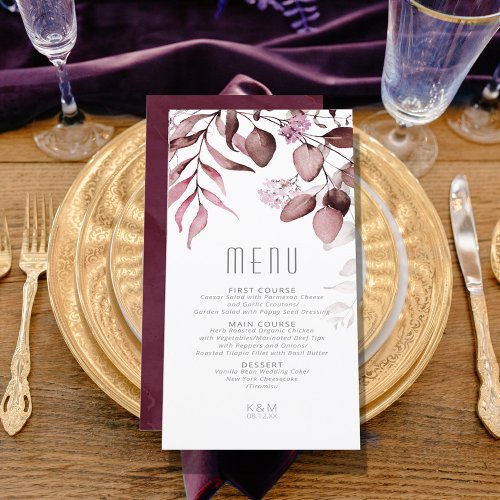 Dreamy Foliage Wedding V1 Burgundy ID817 Menu