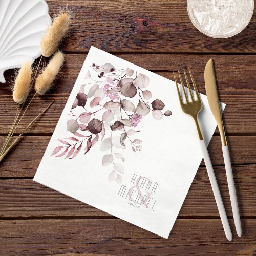 Dreamy Foliage Wedding V1 Burgundy ID817 Napkins