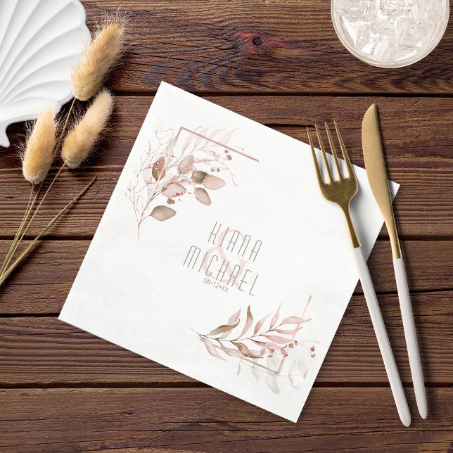 Dreamy Foliage Wedding V2 Blush ID817 Napkins (Creator Uploaded)