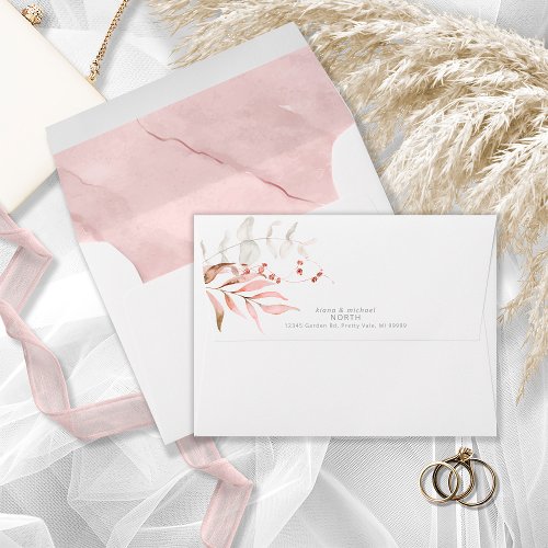 Dreamy Foliage Wedding V2 Blush Pink ID817 Envelope