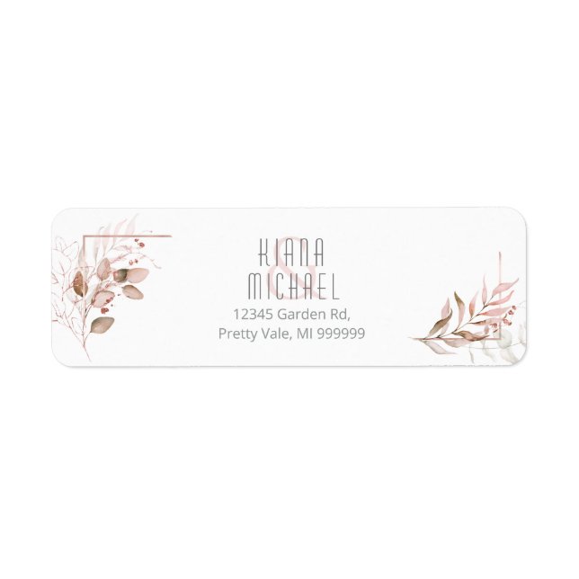 Dreamy Foliage Wedding V2 Blush Pink ID817 Label (Front)